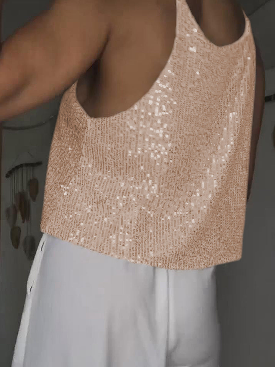 Sequin Deep V Tank-Pimamour