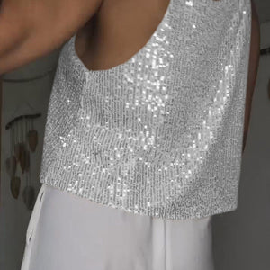 Sequin Deep V Tank-Pimamour