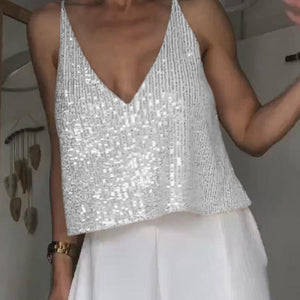 Sequin Deep V Tank-Pimamour