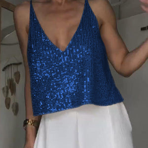 Sequin Deep V Tank-Pimamour