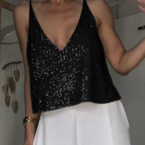 Sequin Deep V Tank-Pimamour