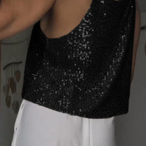 Sequin Deep V Tank-Pimamour