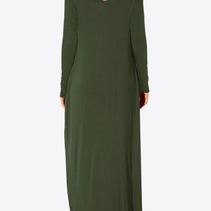 Split Long Sleeve V-Neck Maxi Dress-Pimamour