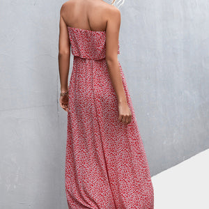 Strapless Split Maxi Dress-Pimamour