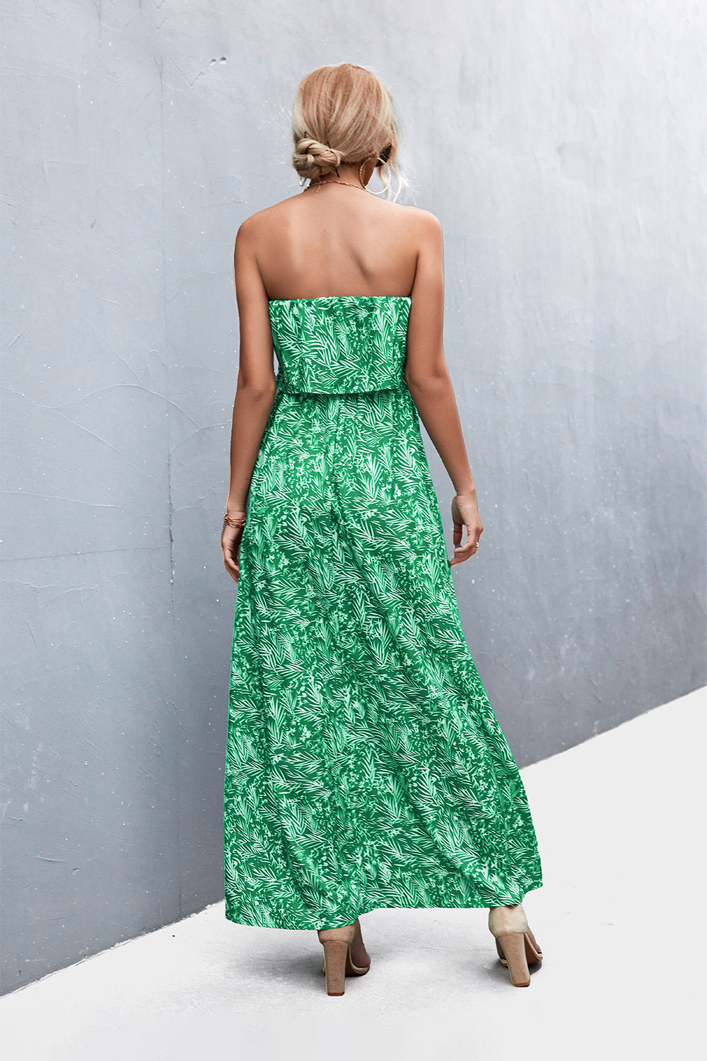 Strapless Split Maxi Dress-Pimamour