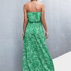 Strapless Split Maxi Dress-Pimamour