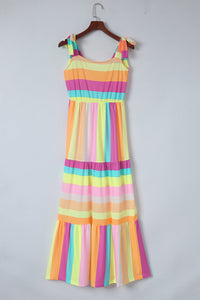 Striped Sleeveless Maxi Dress-Pimamour