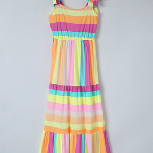 Striped Sleeveless Maxi Dress-Pimamour