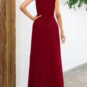 Surplice Neck Sleeveless Maxi Dress-Pimamour