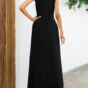 Surplice Neck Sleeveless Maxi Dress-Pimamour