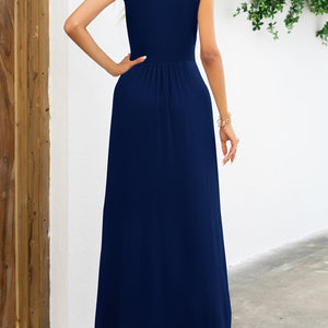 Surplice Neck Sleeveless Maxi Dress-Pimamour