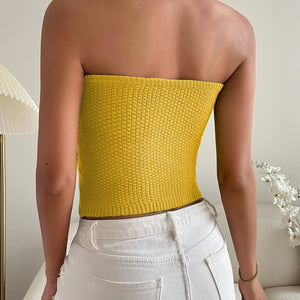 Sweetheart Neck Knit Tube Top-Pimamour