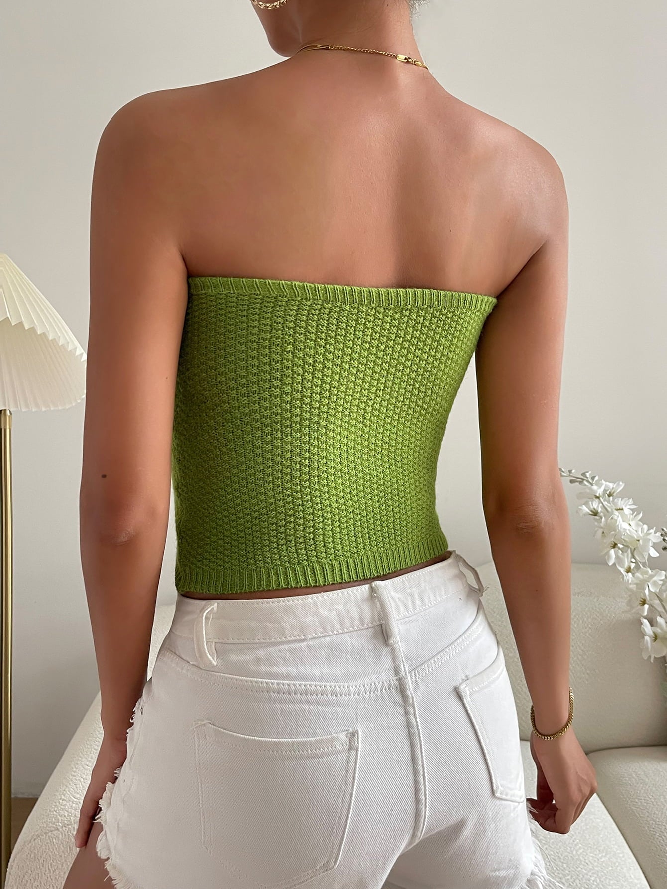 Sweetheart Neck Knit Tube Top-Pimamour