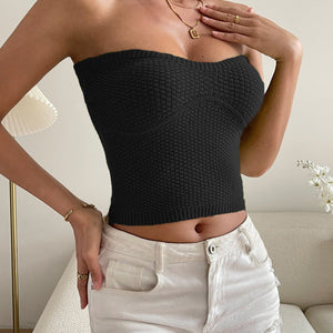 Sweetheart Neck Knit Tube Top-Pimamour