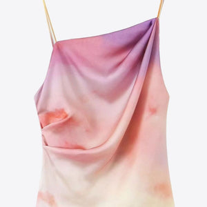 Tie-Dye Asymmetrical Neck Ruched Cami-Pimamour