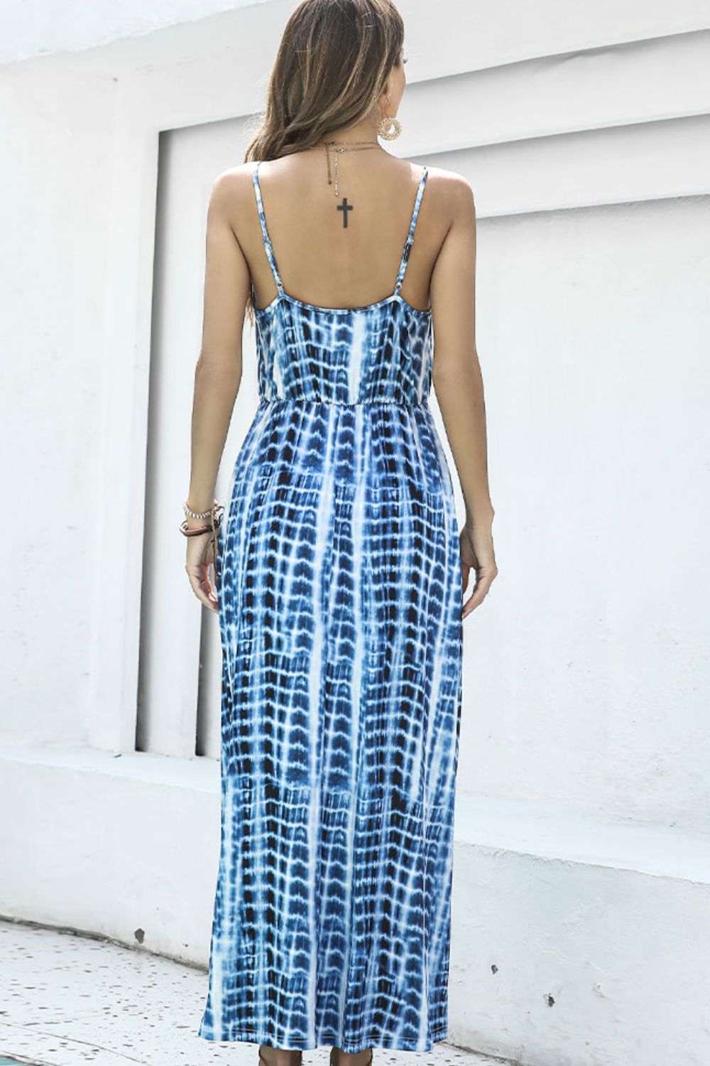 Tie-Dye Spaghetti Strap Maxi Dress-Pimamour