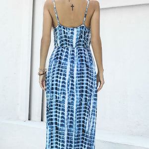 Tie-Dye Spaghetti Strap Maxi Dress-Pimamour