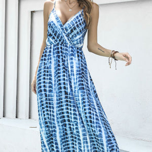 Tie-Dye Spaghetti Strap Maxi Dress-Pimamour