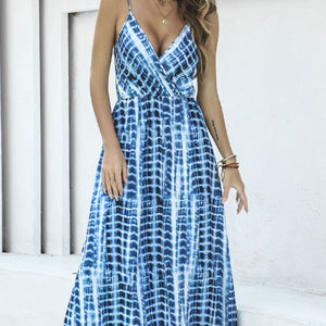 Tie-Dye Spaghetti Strap Maxi Dress-Pimamour