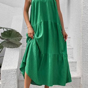 Tie-Shoulder Tiered Maxi Dress-Pimamour