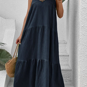 Tie-Shoulder Tiered Maxi Dress-Pimamour