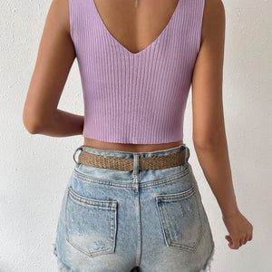 Twisted Cropped Knit Tank-Pimamour