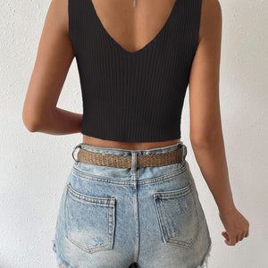 Twisted Cropped Knit Tank-Pimamour