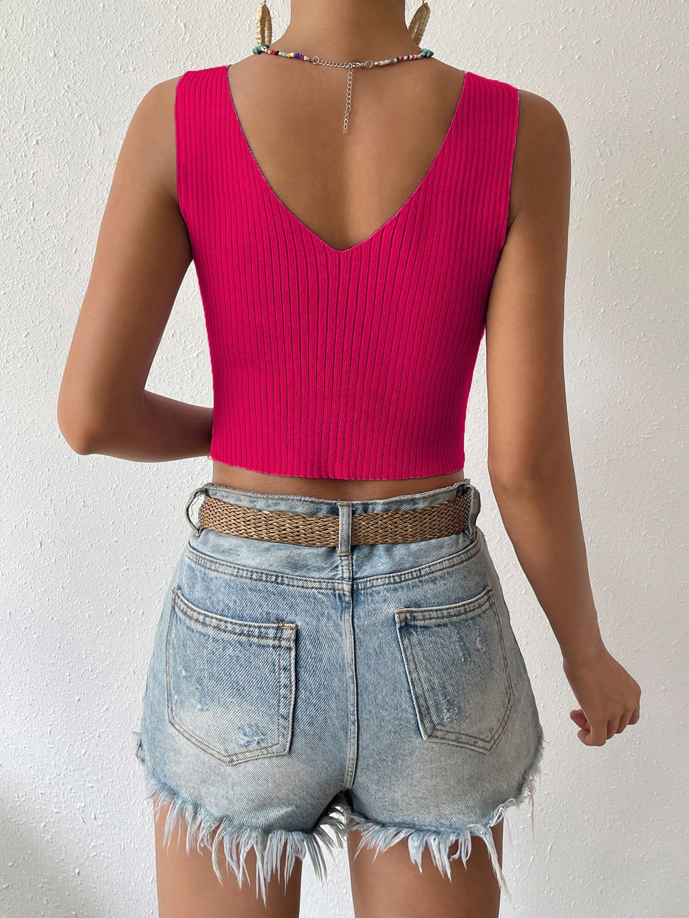 Twisted Cropped Knit Tank-Pimamour