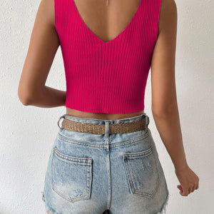 Twisted Cropped Knit Tank-Pimamour