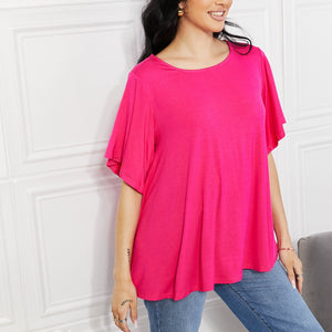 Yelete Full Size More Than Words Flutter Sleeve Top-Pimamour