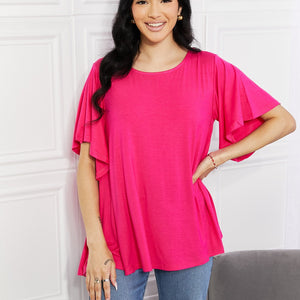 Yelete Full Size More Than Words Flutter Sleeve Top-Pimamour