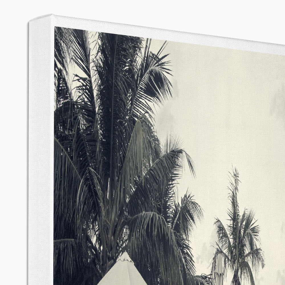 02B The lonely pool, the hidden beach and the palm tree - Faded colors Fine art photography print - Printed on  Eco Canvas Pimamour Original Pimamour