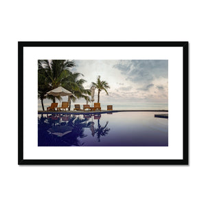 02E The lonely pool, the hidden beach and the palm tree - Toned colors fine art photography print - Printed on  Framed & Mounted Print Pimamour Original Pimamour