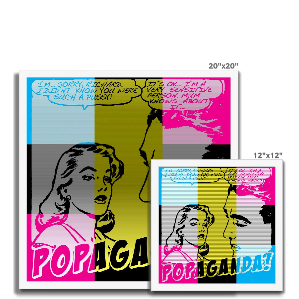 Popaganda Pop Art Vintage Comics 01 CMYK Framed Print Pimamour Exclusive Sarcastic & Ironic Lichtenstein-Like Design Pimamour