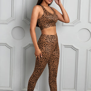 Printed Sports Bra and Leggings Set Pimamour