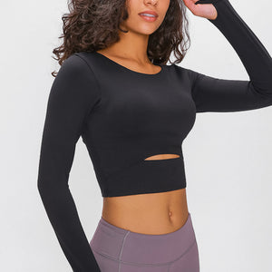 Long Sleeve Cropped Top With Sports Strap Pimamour