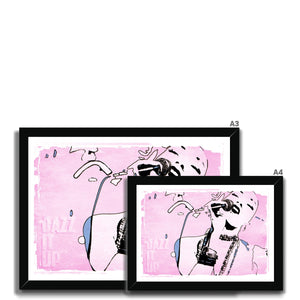 02 Pink Jazz It Up Framed Print Pimamour Exclusive Lady Jazz Singer Music Poster Art Pimamour