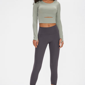 Long Sleeve Cropped Top With Sports Strap Pimamour