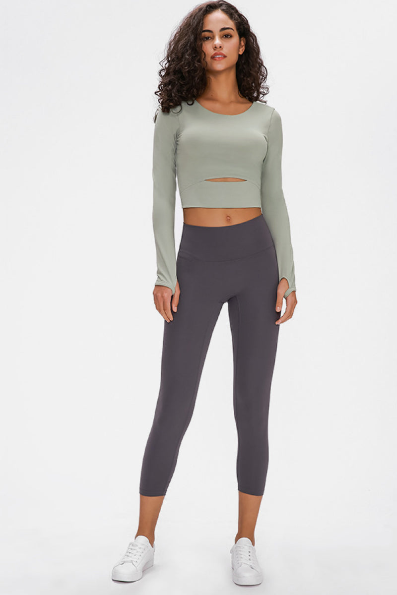 Long Sleeve Cropped Top With Sports Strap Pimamour