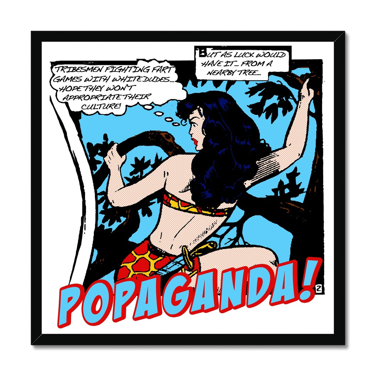 Popaganda Pop Art Vintage Comics 02 Framed Print Pimamour Exclusive Sarcastic & Ironic Lichtenstein-Like Design Pimamour