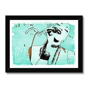 02 Green Jazz It Up Framed Print Pimamour Exclusive Lady Jazz Singer Music Poster Art Pimamour