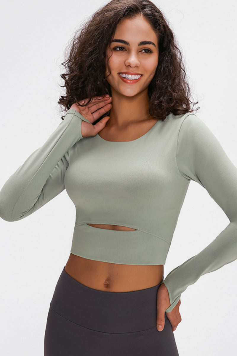 Long Sleeve Cropped Top With Sports Strap Pimamour