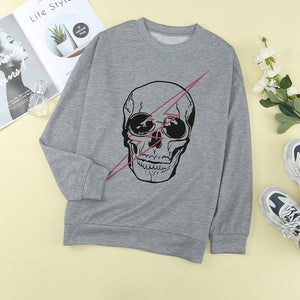 Halloween Skull and Lightning Graphic Tee Pimamour