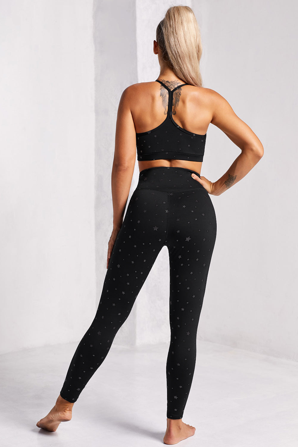 Star Print Sports Bra and Leggings Set Pimamour