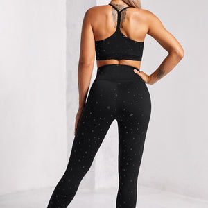 Star Print Sports Bra and Leggings Set Pimamour