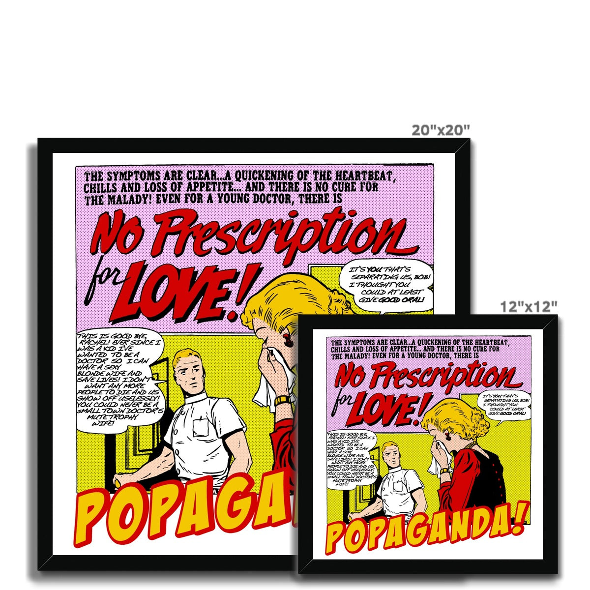 Popaganda Pop Art Vintage Comics 14 Framed Print Pimamour Exclusive Sarcastic & Ironic Lichtenstein-Like Design Pimamour