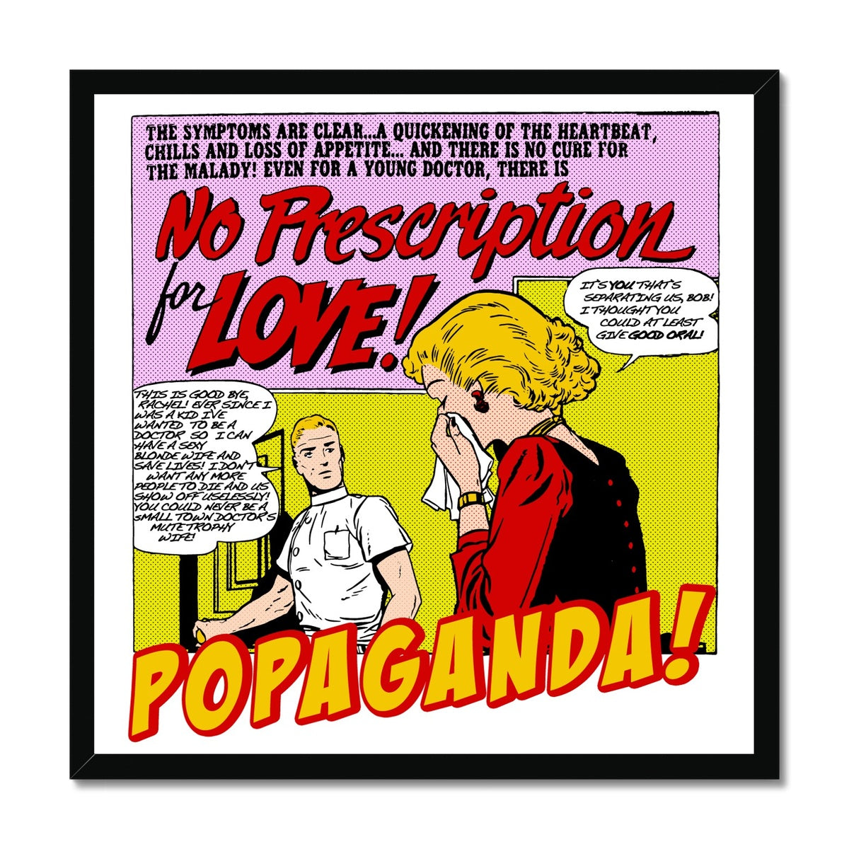 Popaganda Pop Art Vintage Comics 14 Framed Print Pimamour Exclusive Sarcastic & Ironic Lichtenstein-Like Design Pimamour