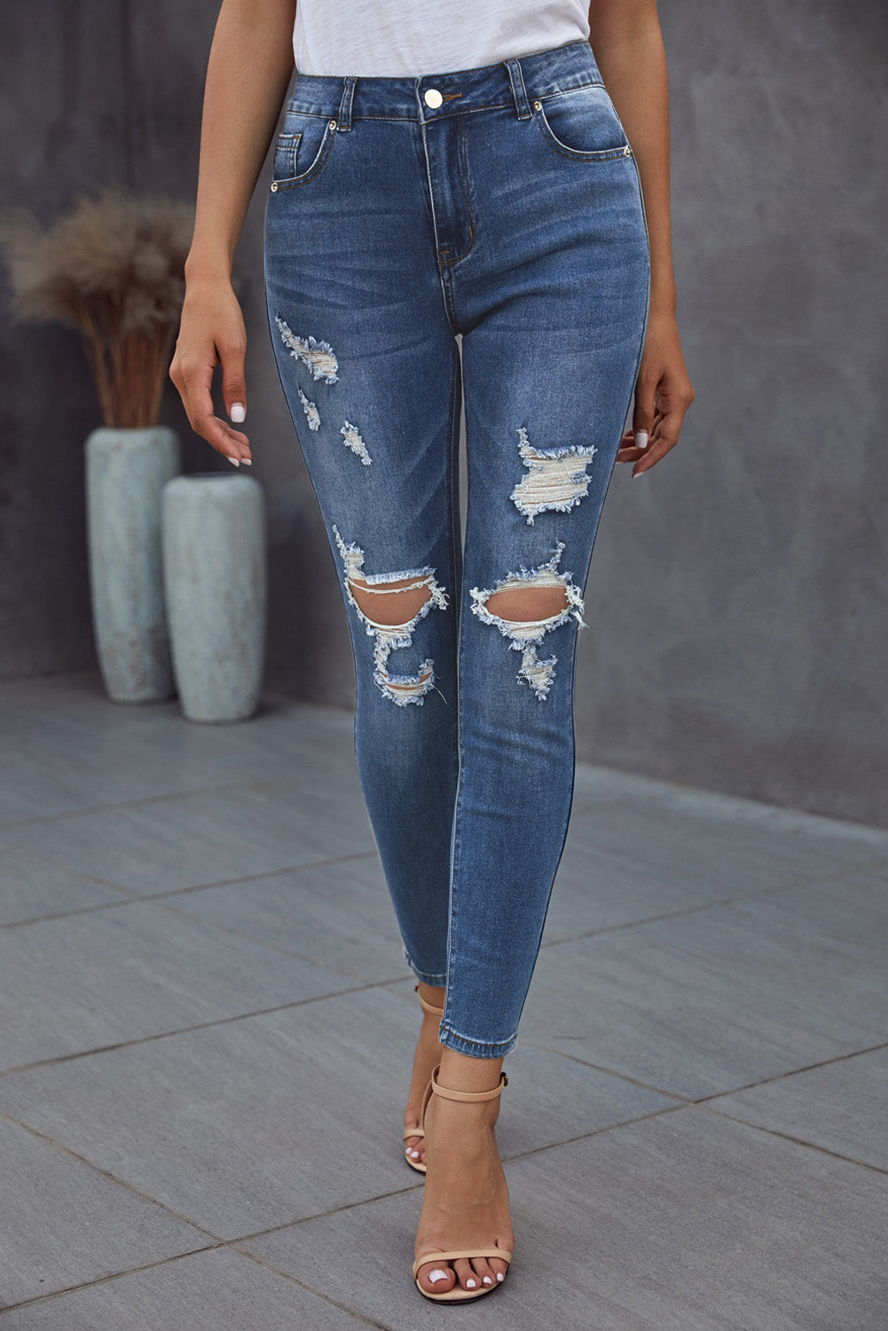 Vintage Skinny Ripped Jeans Pimamour