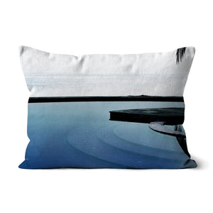 04A The lonely pool and the hidden beach - Cold colors fine art photography print - Printed on  Cushion Pimamour Original Pimamour