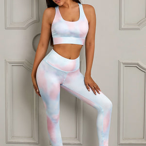 Printed Sports Bra and Leggings Set Pimamour